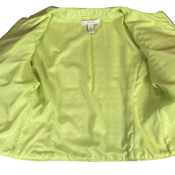 Chico's Chartreuse Yellow Green Quilted Jacket - Picture 9 of 13